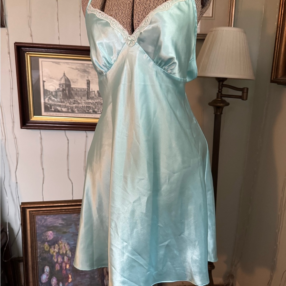 Vintage Adonna Satin Nightgown set in Light Blue